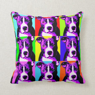 Fun & Colourful Pit Bull Print Throw Pillow