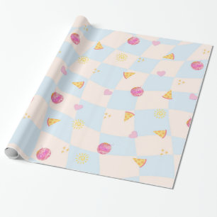 Fun Colourful Pizza Birthday Wrapping Paper