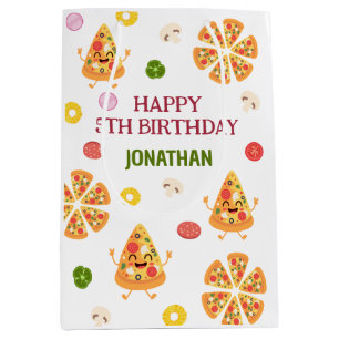 Fun Colourful Pizza Party Kids Birthday Medium Gift Bag