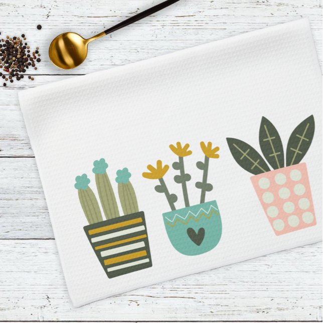 Fun Colourful Plants Cactus Tea Towel (Creator Uploaded)
