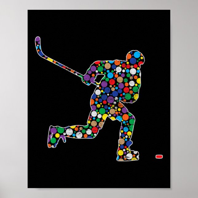 Fun Colourful Polka Dot Hockey International Dot D Poster (Front)