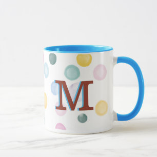 Fun Colourful Polka Dots 3D Monogram   Mug