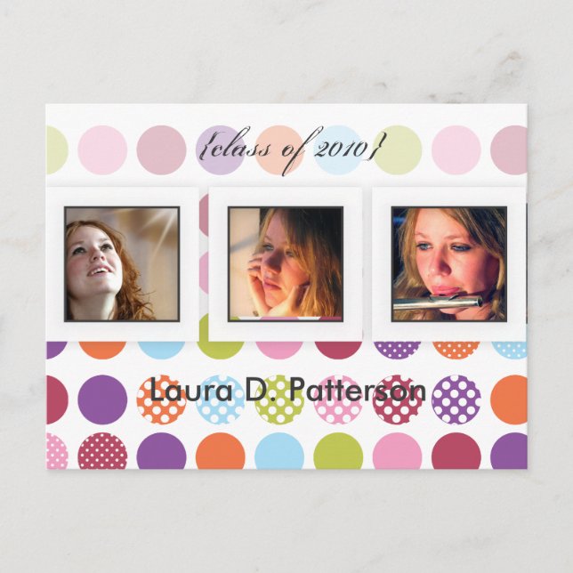 Fun+colourful polka dots, DIY photos postcards (Front)