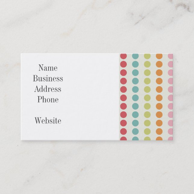 Fun Colourful Polka Dots Lined Up in Rows Business Card (Front)