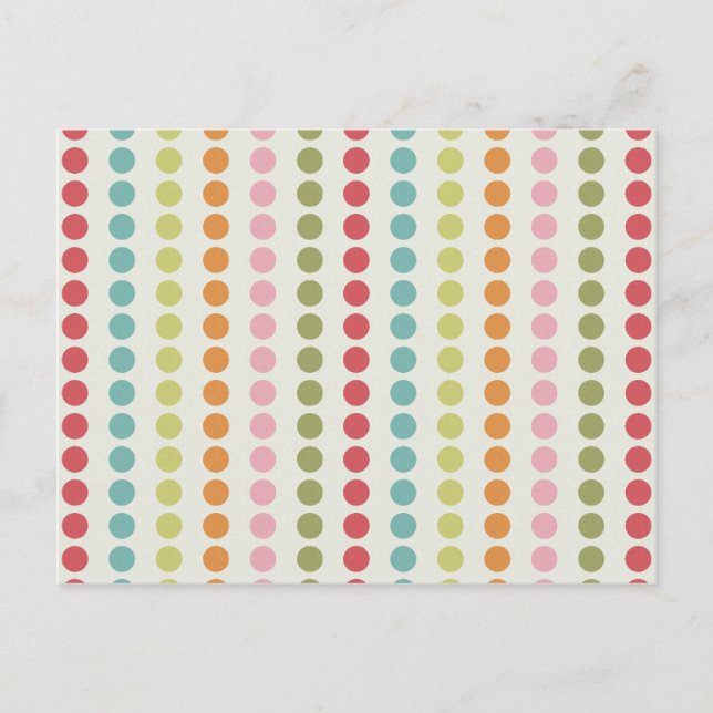 Fun Colourful Polka Dots Lined Up in Rows Postcard (Front)