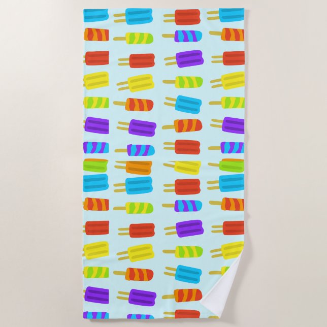 Fun Colourful Popsicles Summer Treat Beach Towel (Front)