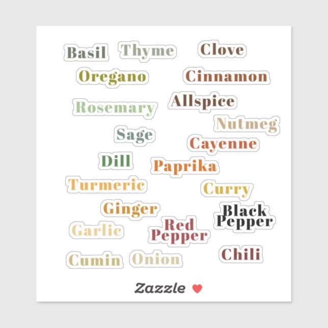 Fun Colourful Popular Kitchen Spices (Sheet)