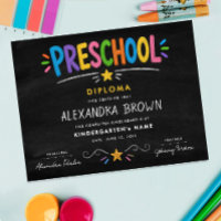 Fun Colourful Preschool Kids Graduate Star Diploma