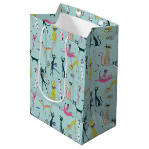 Fun Colourful Quirky Cats Pattern Medium Gift Bag