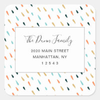 Fun Colourful Rain Drop Pattern Return Address