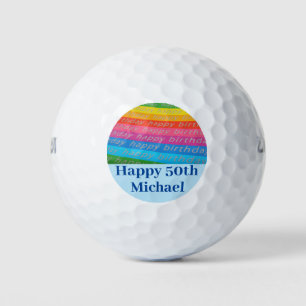 Fun Colourful Rainbow Birthday Golfer Golf Balls