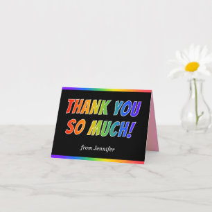Fun, Colourful, Rainbow Look "THANK YOU SO MUCH!" Card