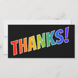 Fun, Colourful, Rainbow Look "THANKS!" Thank You Card