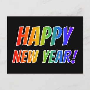 Fun, Colourful, Rainbow Spectrum "HAPPY NEW YEAR!" Postcard