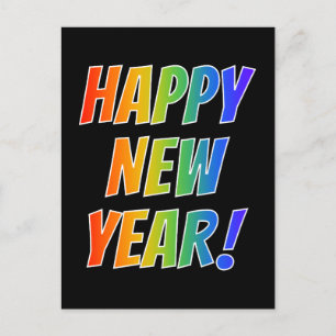 Fun, Colourful, Rainbow Spectrum "HAPPY NEW YEAR!" Postcard