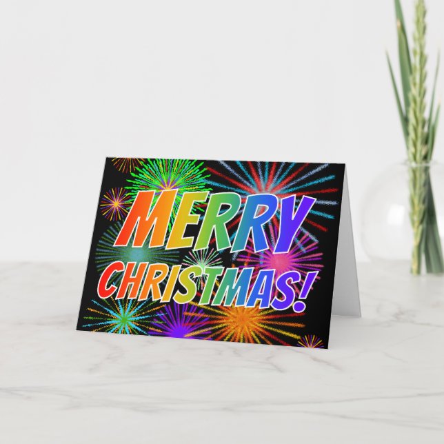 Fun, Colourful, Rainbow Spectrum "MERRY CHRISTMAS! Card (Front)