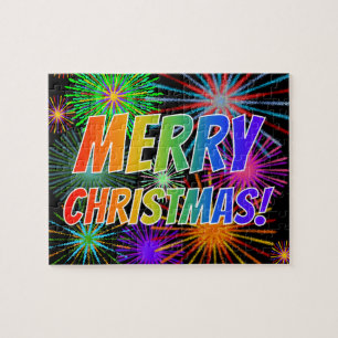 Fun, Colourful, Rainbow Spectrum "MERRY CHRISTMAS! Jigsaw Puzzle