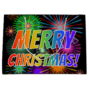 Fun, Colourful, Rainbow Spectrum "MERRY CHRISTMAS! Large Gift Bag
