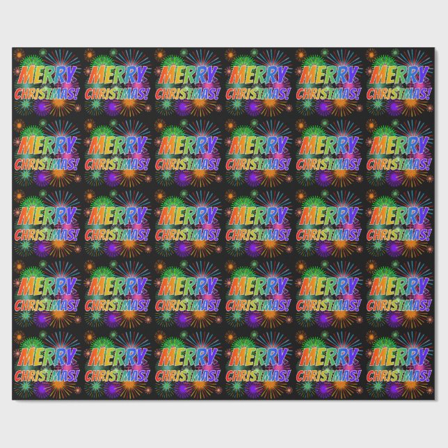 Fun, Colourful, Rainbow Spectrum "MERRY CHRISTMAS! Wrapping Paper (Flat)