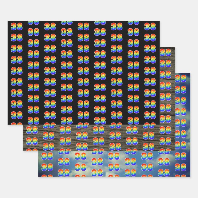 Fun, Colourful, Rainbow Spectrum Pattern 38 Event  Wrapping Paper Sheet (Set)