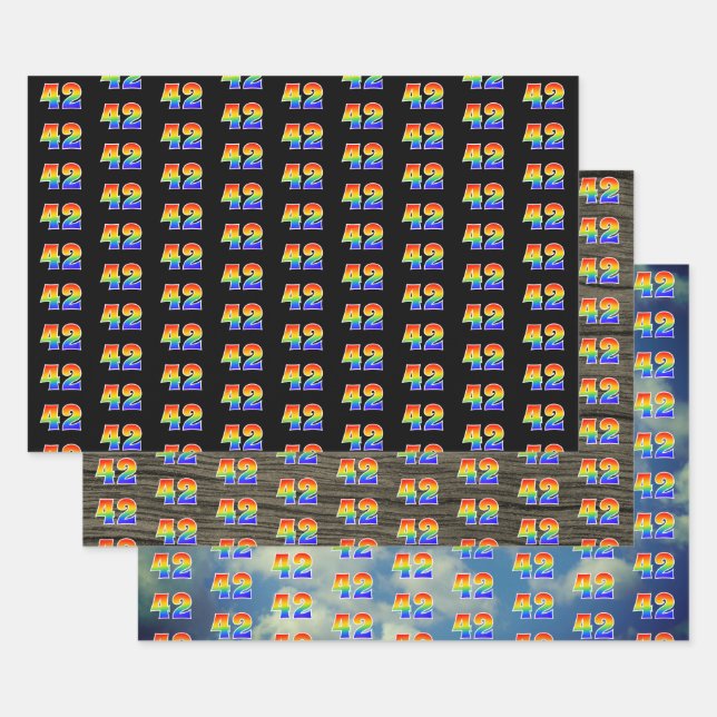 Fun, Colourful, Rainbow Spectrum Pattern 42 Event  Wrapping Paper Sheet (Set)