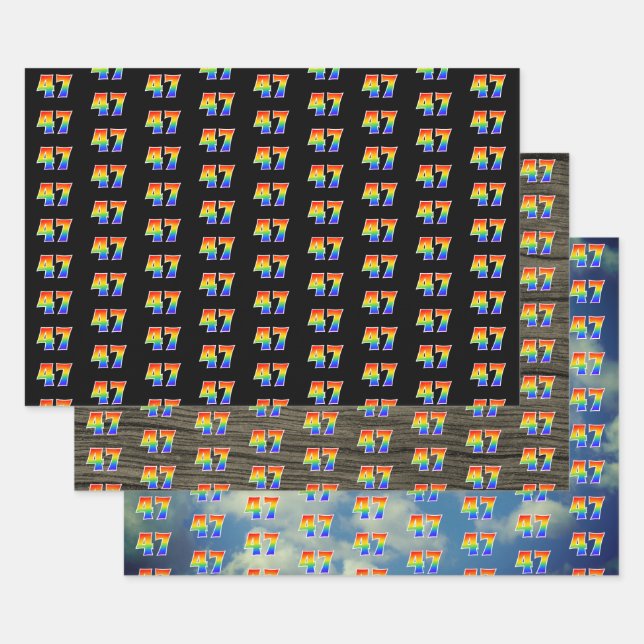 Fun, Colourful, Rainbow Spectrum Pattern 47 Event  Wrapping Paper Sheet (Set)