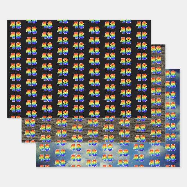 Fun, Colourful, Rainbow Spectrum Pattern 48 Event  Wrapping Paper Sheet (Set)