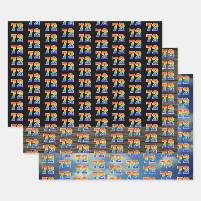 Fun, Colourful, Rainbow Spectrum Pattern 72 Event  Wrapping Paper Sheet (Set)