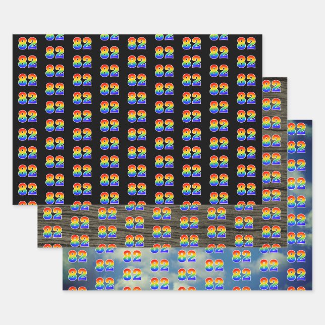 Fun, Colourful, Rainbow Spectrum Pattern 82 Event  Wrapping Paper Sheet (Set)
