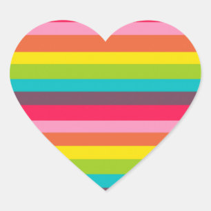 Fun Colourful Rainbow Stripes Girly Colour Pattern Heart Sticker