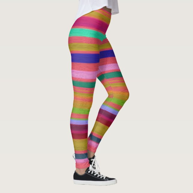 Fun colourful rainbow stripes retro leggings (Right)