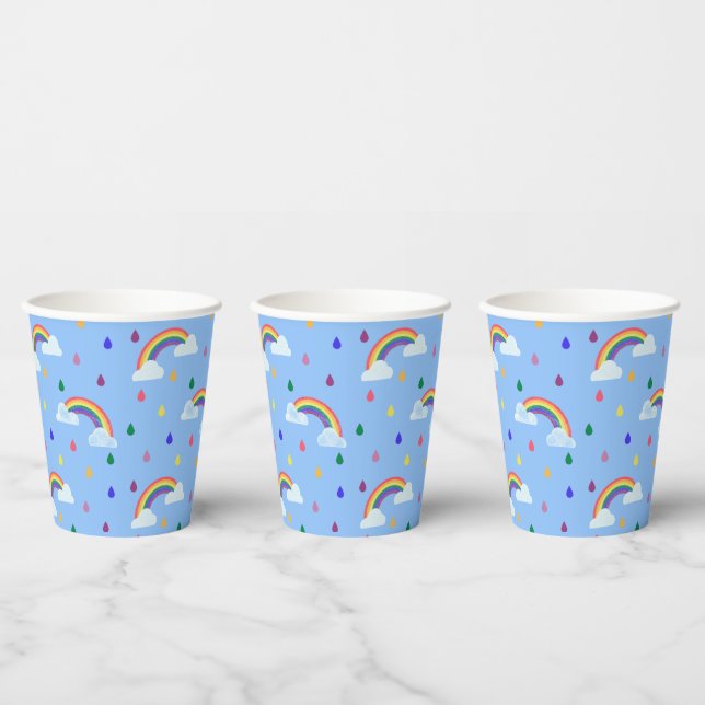 Fun Colourful Rainbows And Rain Paper Cups (Multi)