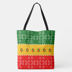 Fun Colourful Red Gold And Green Tribal Pattern Tote Bag