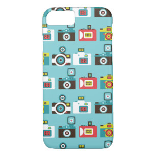 Fun Colourful Retro Lomo Cameras Pattern (Blue) iPhone 8/7 Case