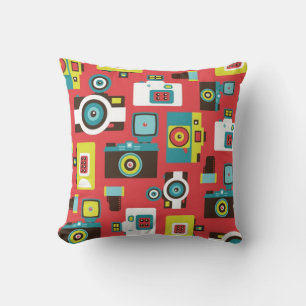 Fun Colourful Retro Lomo Cameras Pattern Cushion