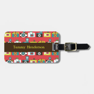 Fun Colourful Retro Lomo Cameras Pattern Luggage Tag