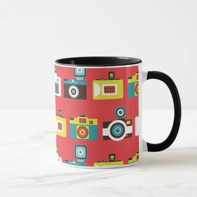 Fun Colourful Retro Lomo Cameras Pattern Mug (Right)