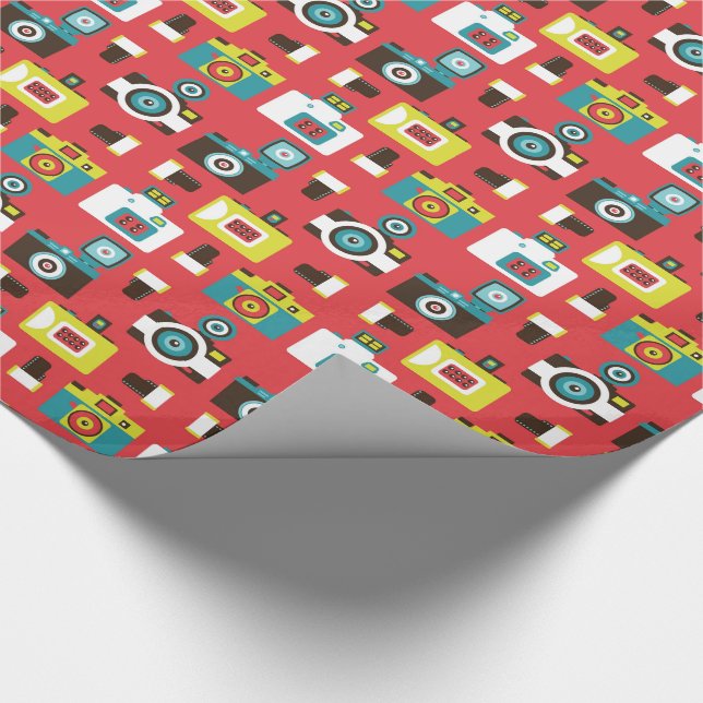 Fun Colourful Retro Lomo Cameras Pattern Wrapping Paper (Corner)