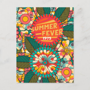 Fun Colourful Retro Summer Fever Floral Postcard