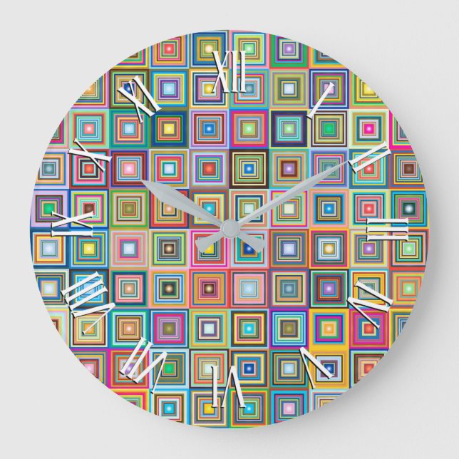 Fun Colourful Retro Tiles Pattern | Wall Clock (Front)
