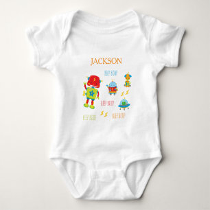 Fun Colourful Robot Beep Boop Little Boy Baby Bodysuit