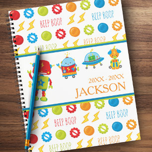 Fun Colourful Robot Beep Boop Pattern Kid Notebook