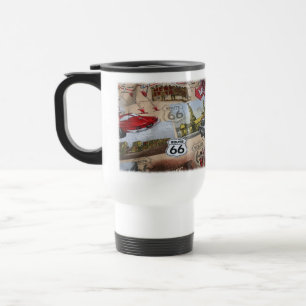 Fun Colourful Route 66 Collage Pattern Travel Mug