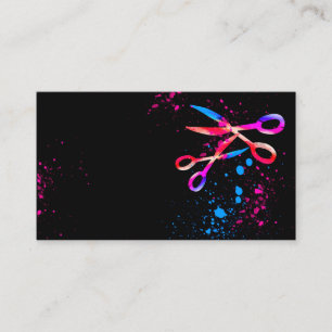 fun colourful scissors art on black for custom  business card