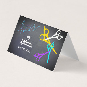 fun colourful scissors hair stylist salon grey business card