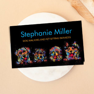 Fun Colourful Splatter Dogs - Dog Walker /Sitter Business Card