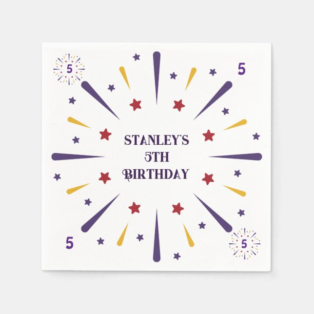 Fun Colourful Star Birthday Party  Napkin (Front)