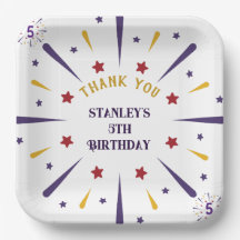 Fun Colourful Star Birthday Party Thank You