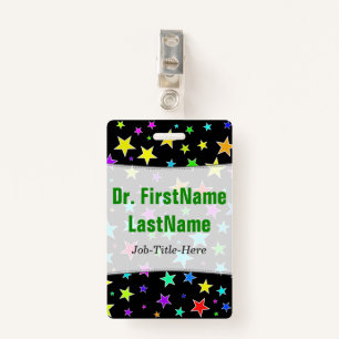 Fun, Colourful Stars Pattern; Personalised Name ID Badge