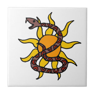 Fun Colourful Striking Snake Tribal Art Tile